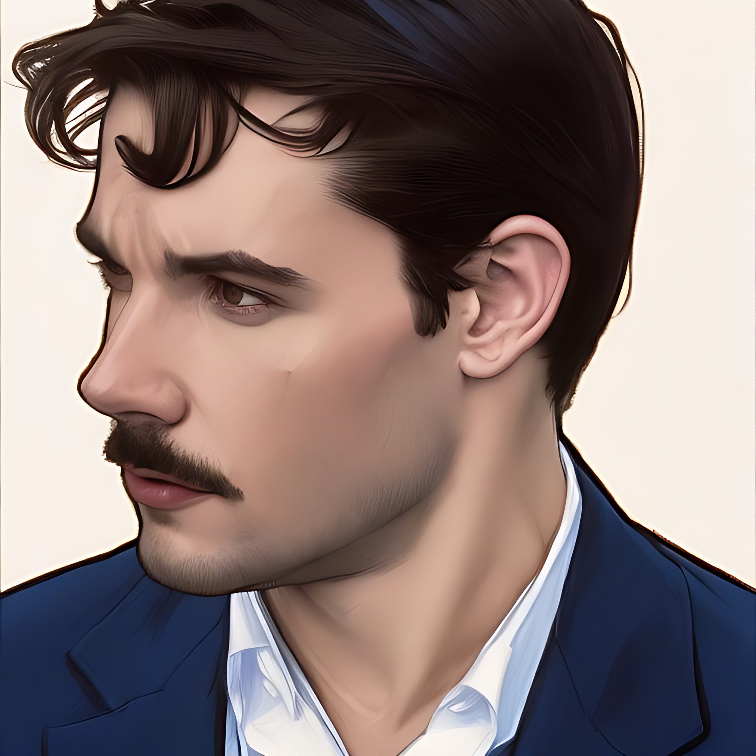 Profile View of ThatAaronGuy digitally generated image profile view of man looking to his right and wearing a blue suit